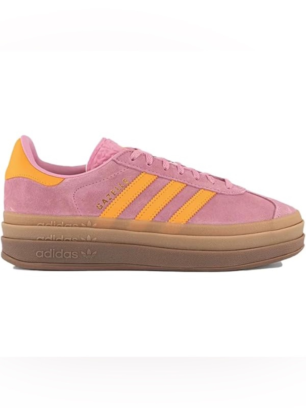 adidas Gazelle Women’s Pink Suede Sneakers with Orange Stripes